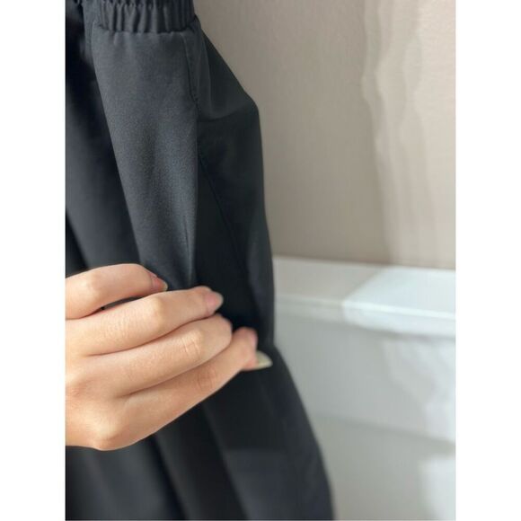 NWOT Albion Going Places Nylon Dress Black Cap Sleeves Drawstring Waist Women's - Picture 6 of 14